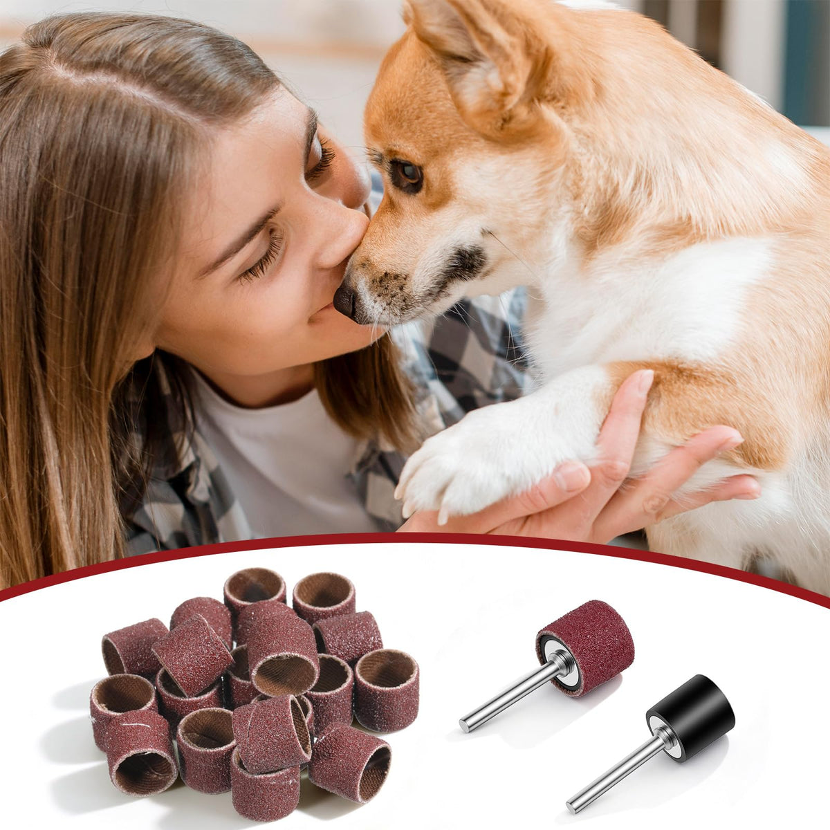 22Pcs Dog Nail Grinder Sanding Bands and Drums Replacement Kit F591519