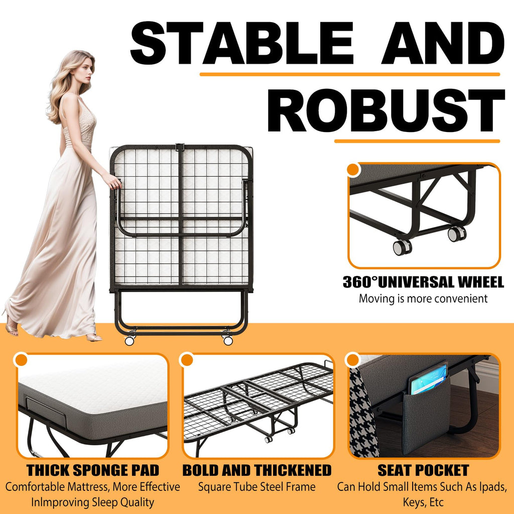Folding Bed with Memory Foam Mattress Y306999
