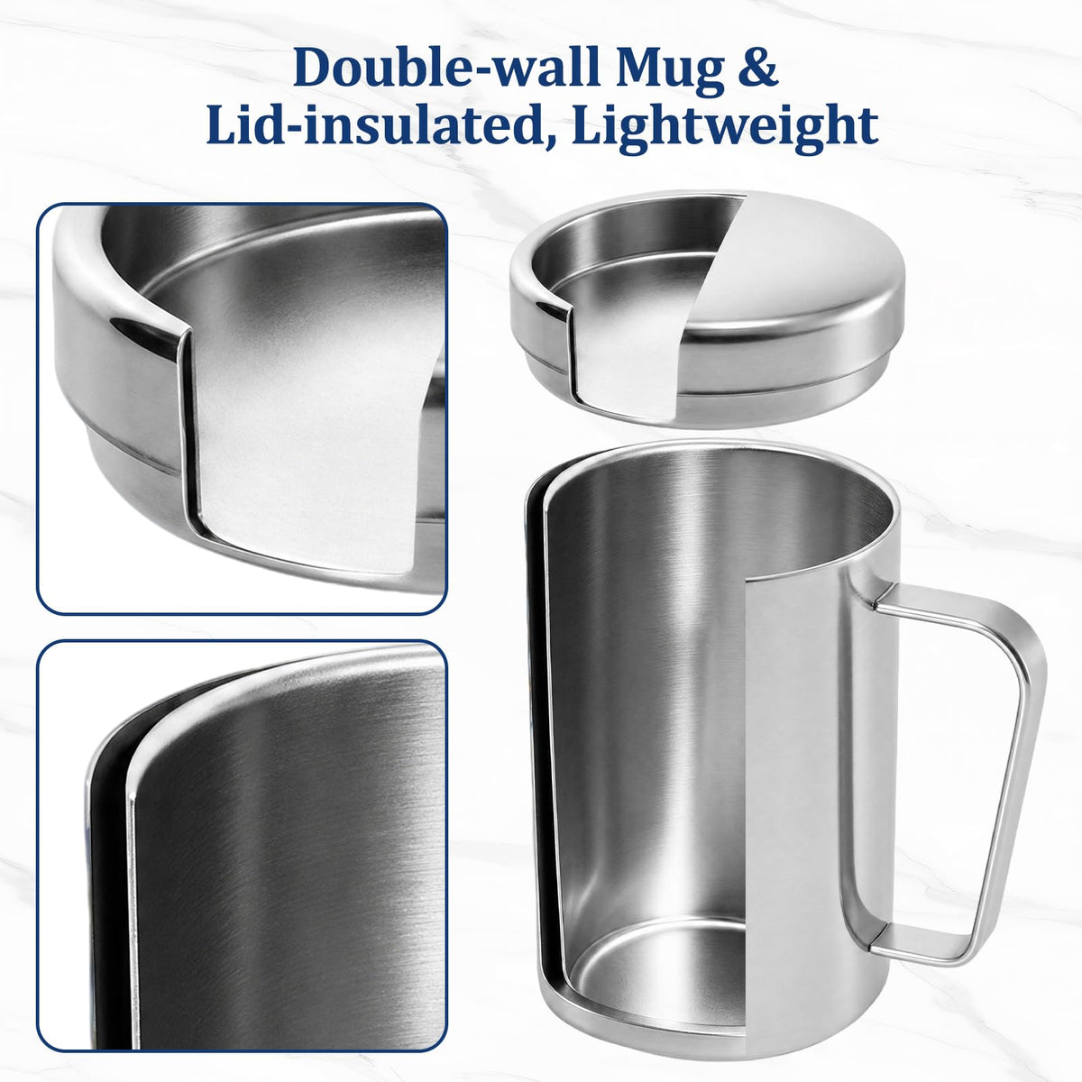 17oz Double Wall Stainless Steel Insulated Camping Mug with Lid X1008