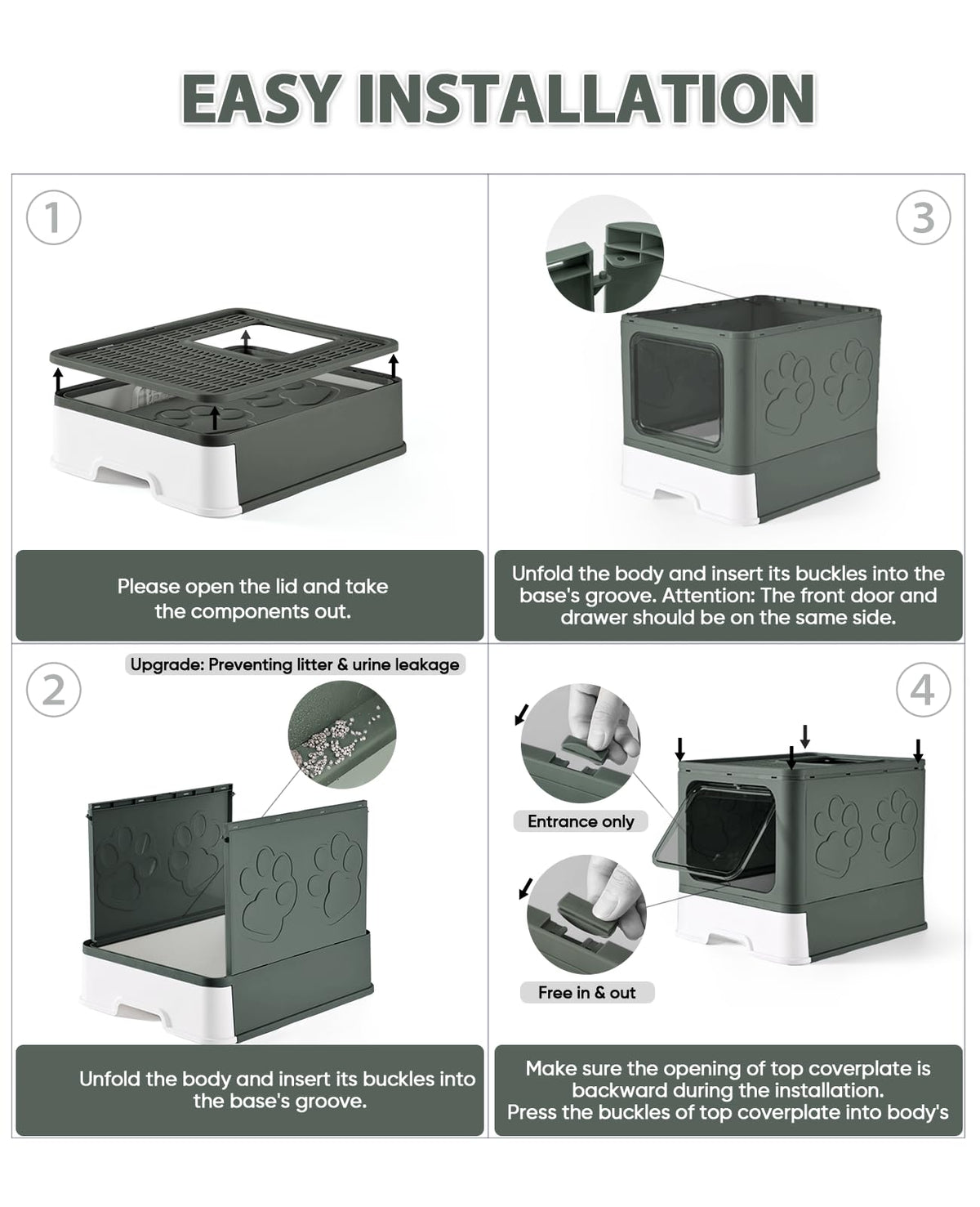 X-Large Cat Litter Box with Litter Mat and Scoop G7111