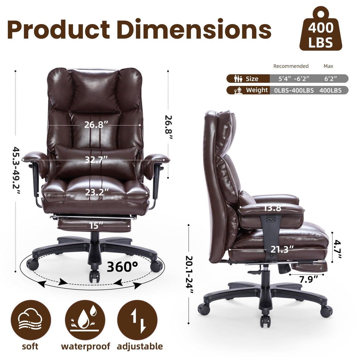 Big and Tall Office Chair with Foot Rest K496326