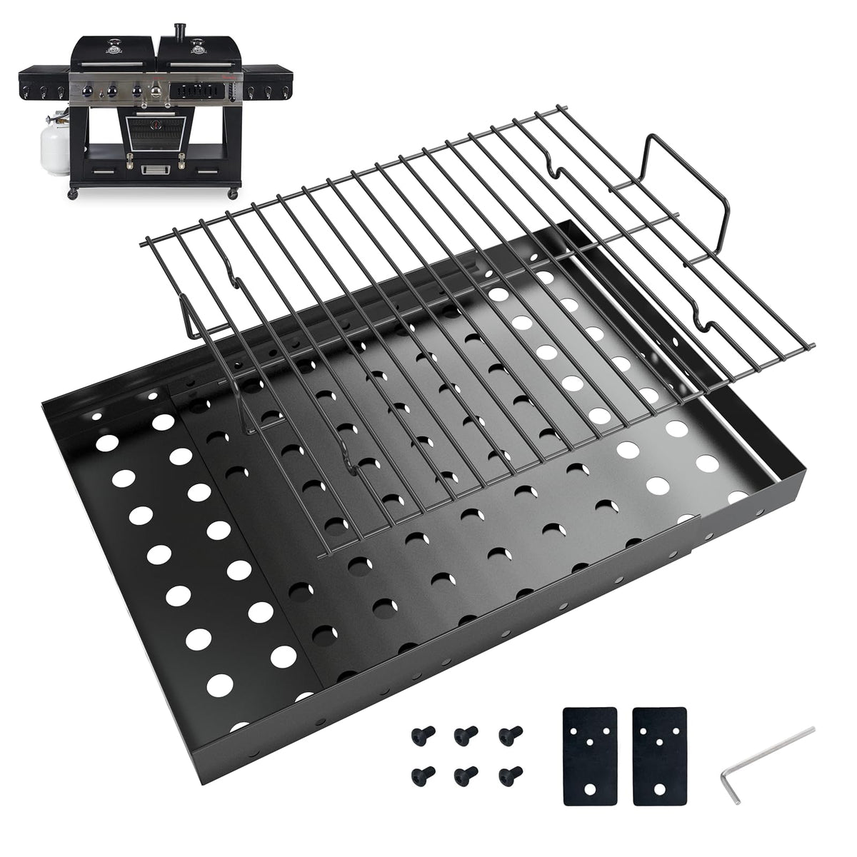 Adjustable Charcoal Grill Basket Ash Pan A850547