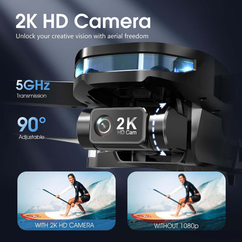 GPS Drone with EIS 2K Camera, 7.22 inch Screen, 64 Mins Flight, Foldable RC Drone P9670