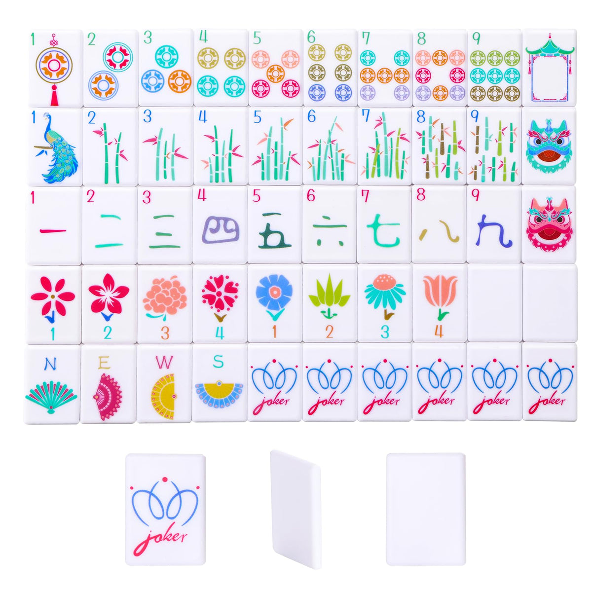 160 Printed American Mahjong Tile Set with 4 Racks & Carrying Bag N943