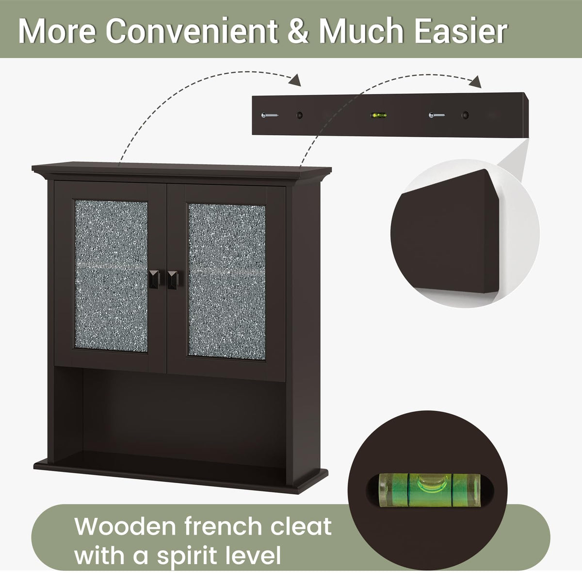 Wall Mount Medicine Cabinet with Tempered Glass Door W851414