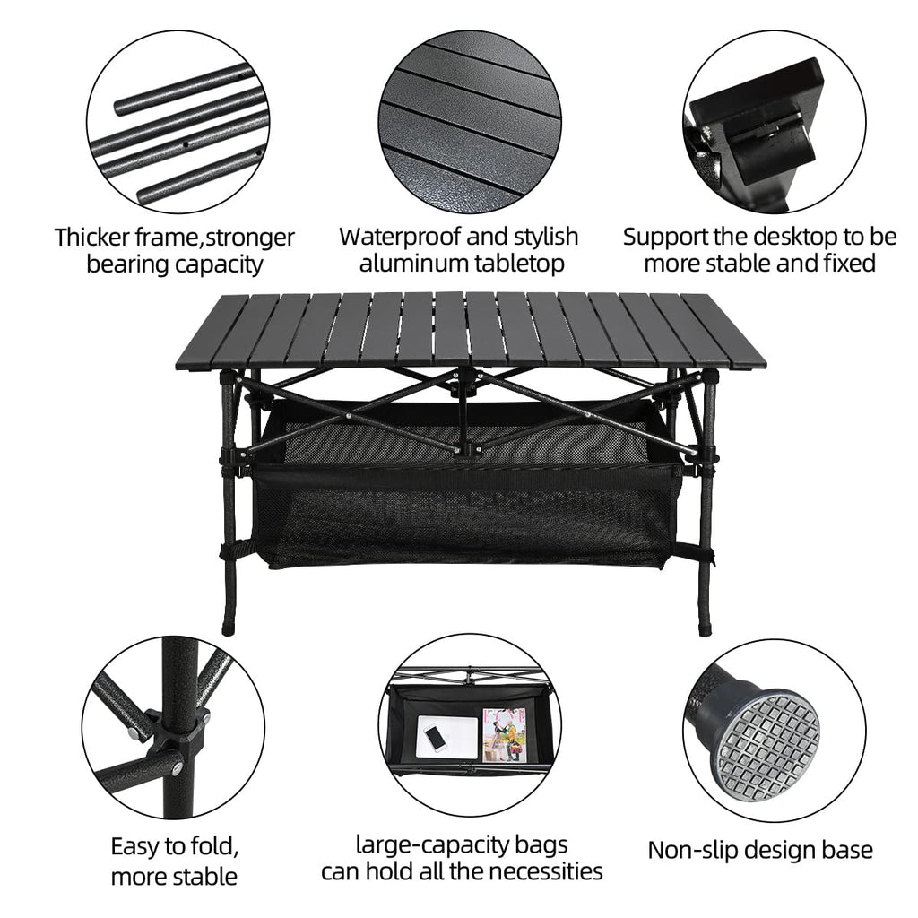 Lightweight Aluminum Folding Camping Table with Carrying Bag Q175