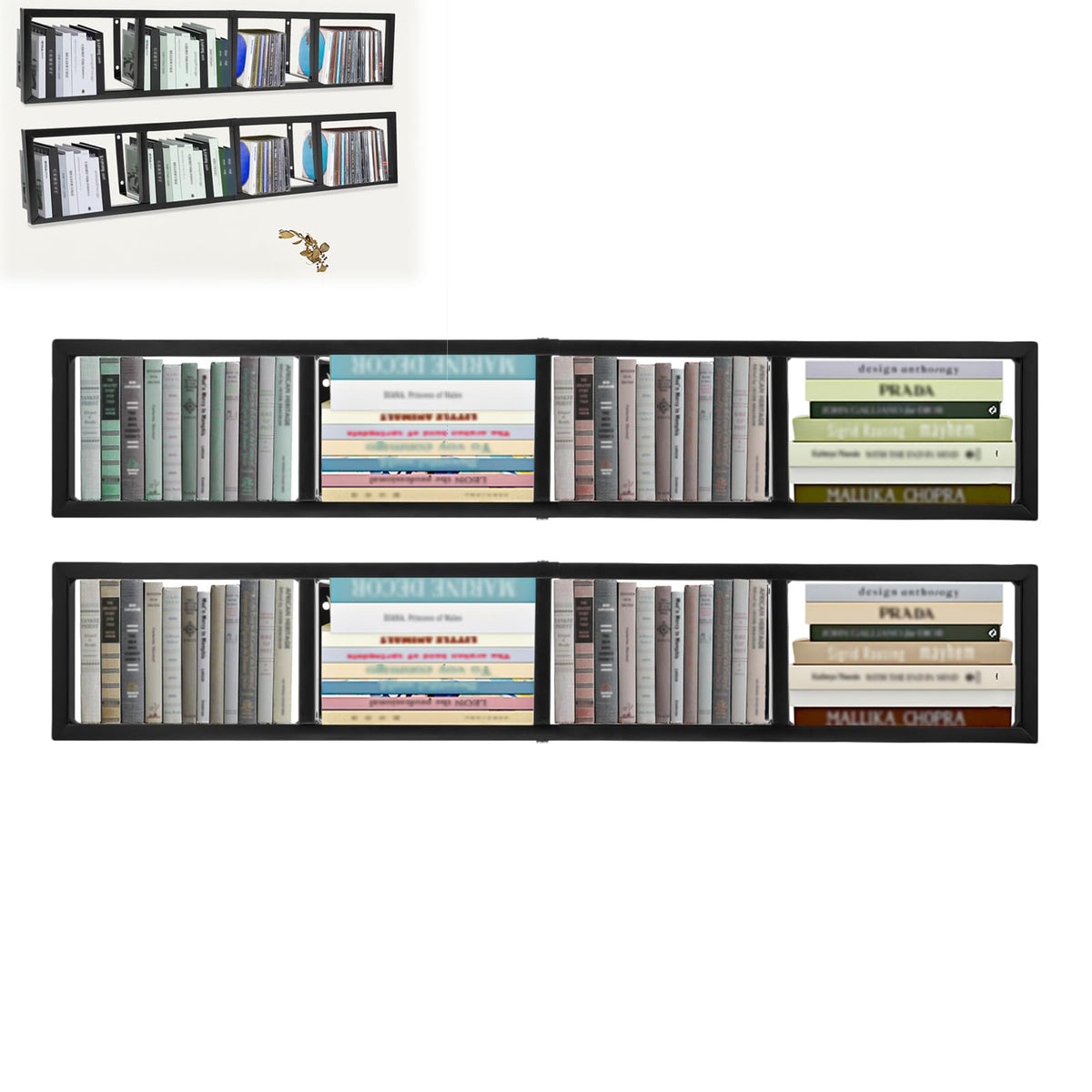 34" Wall Mount Media Storage Rack, CD DVD Organizer Metal Floating Shelf Y19954