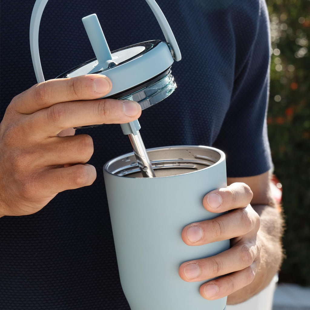 25oz Leakproof Stainless Steel Travel Tumbler with Handle & Straw N902659