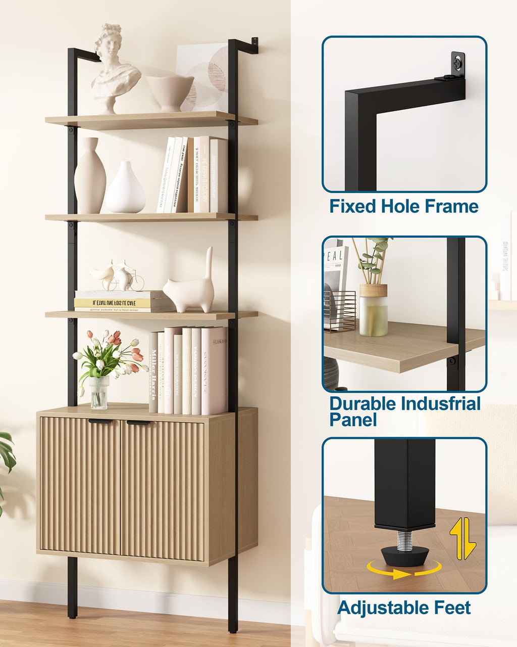 73" Tall Bookshelf with Cabinet C155584
