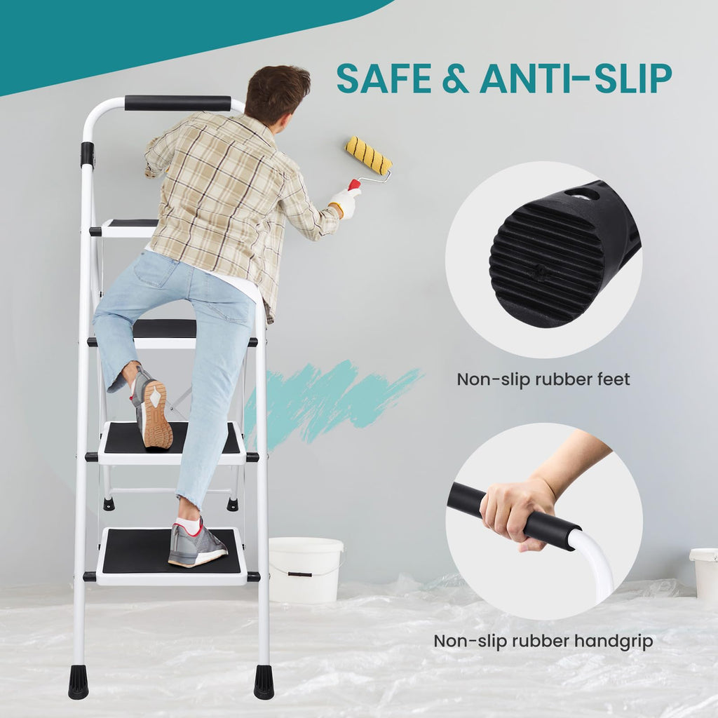 4 Step Foldable Step Stool with Anti-Slip Pedal M2668