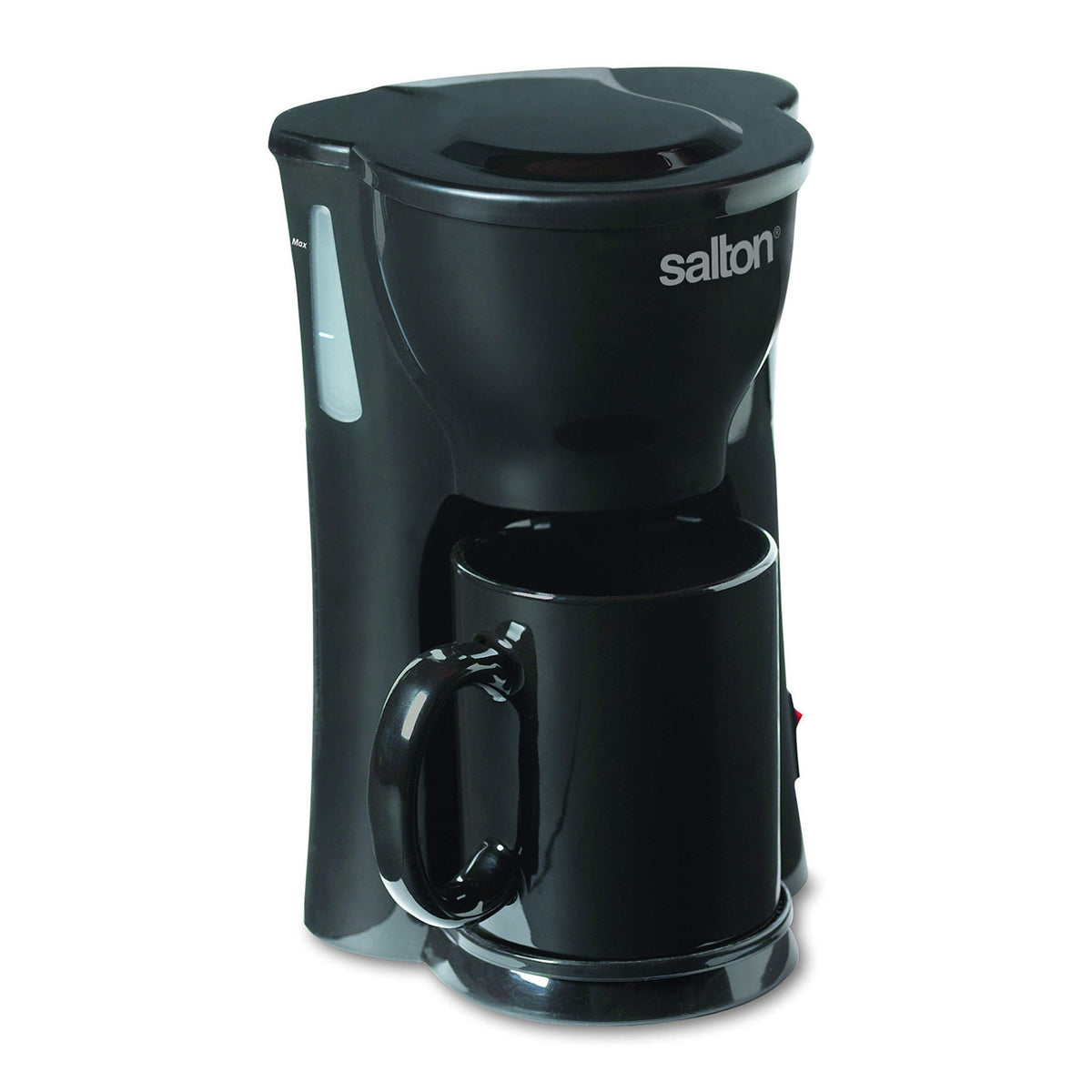 1 Cup Black Mini Drip Coffee Maker with Reusable Mesh Filter J651057