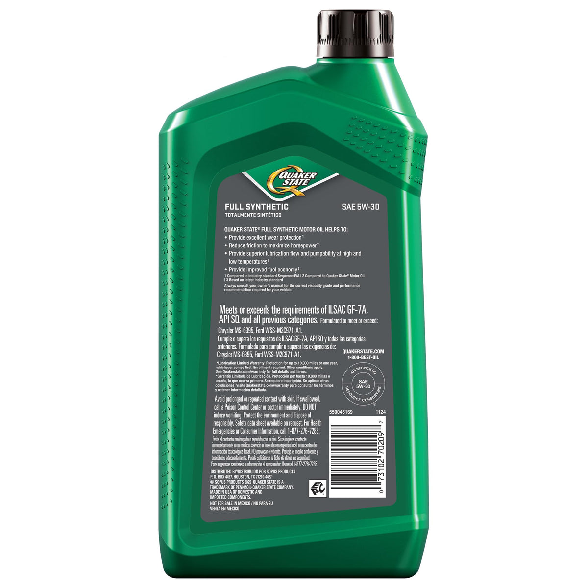 Full Synthetic 5W-30 Motor Oil 1 Quart 6 Pack X2577