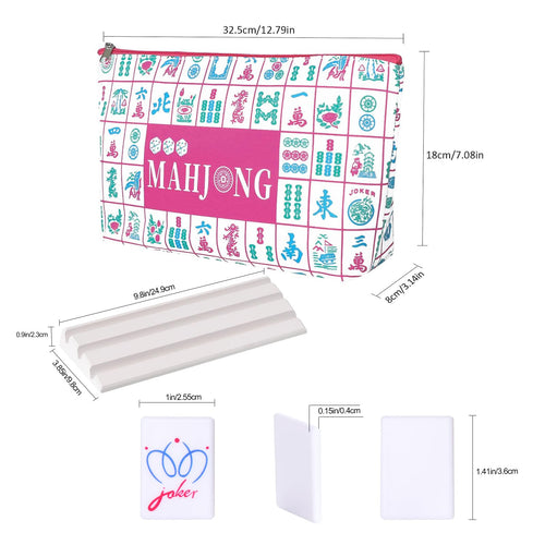 160 Printed American Mahjong Tile Set with 4 Racks & Carrying Bag N943