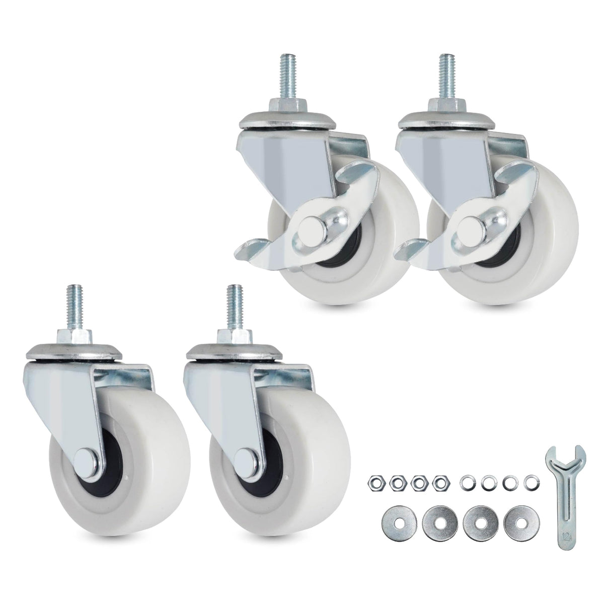 2 Inch PVC Threaded Stem Caster Wheels, Set of 4 K937887