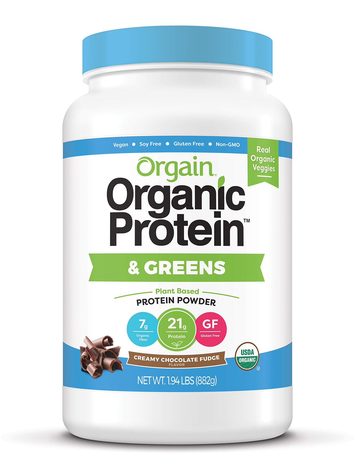 Organic Vegan Protein Powder + Greens, Creamy Chocolate Fudge, Vanilla Bean I6075