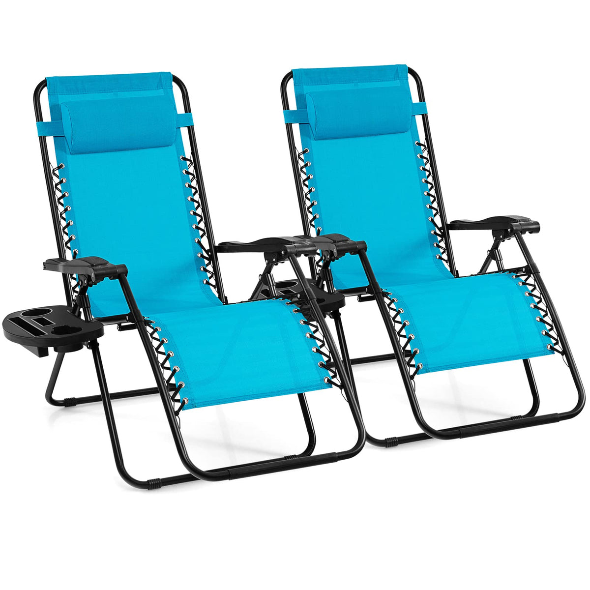 2 PCS Blue Zero Gravity Chair with Cup Holder L3781