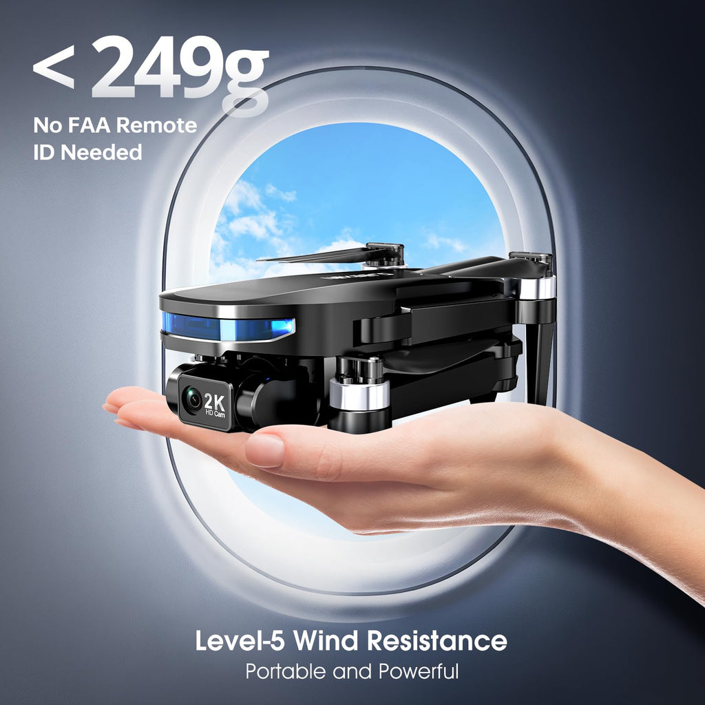GPS Drone with EIS 2K Camera, 7.22 inch Screen, 64 Mins Flight, Foldable RC Drone P9670
