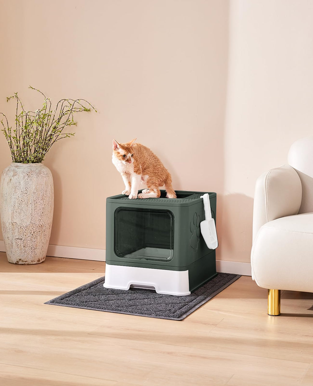 X-Large Cat Litter Box with Litter Mat and Scoop G7111