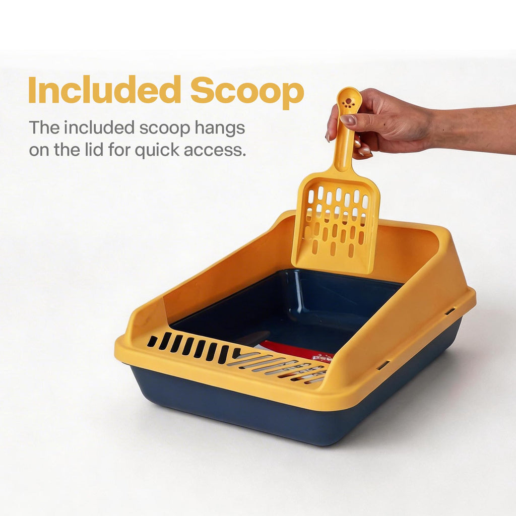 Blue Open Top Cat Litter Box with Scoop and Play Mat P457918