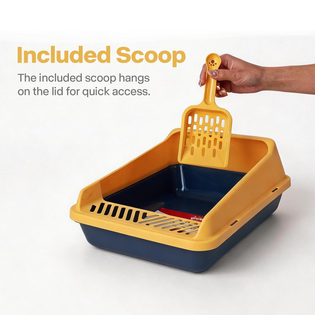 Blue Open Top Cat Litter Box with Scoop and Play Mat P457918