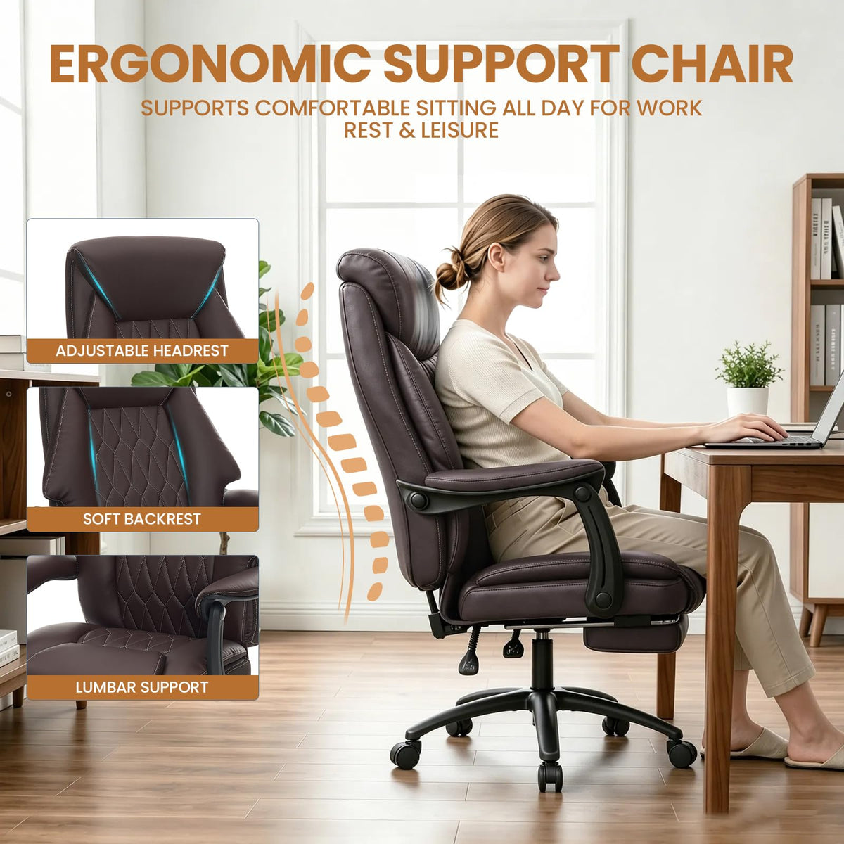 500lbs Big and Tall Office Chair with Footrest M93593