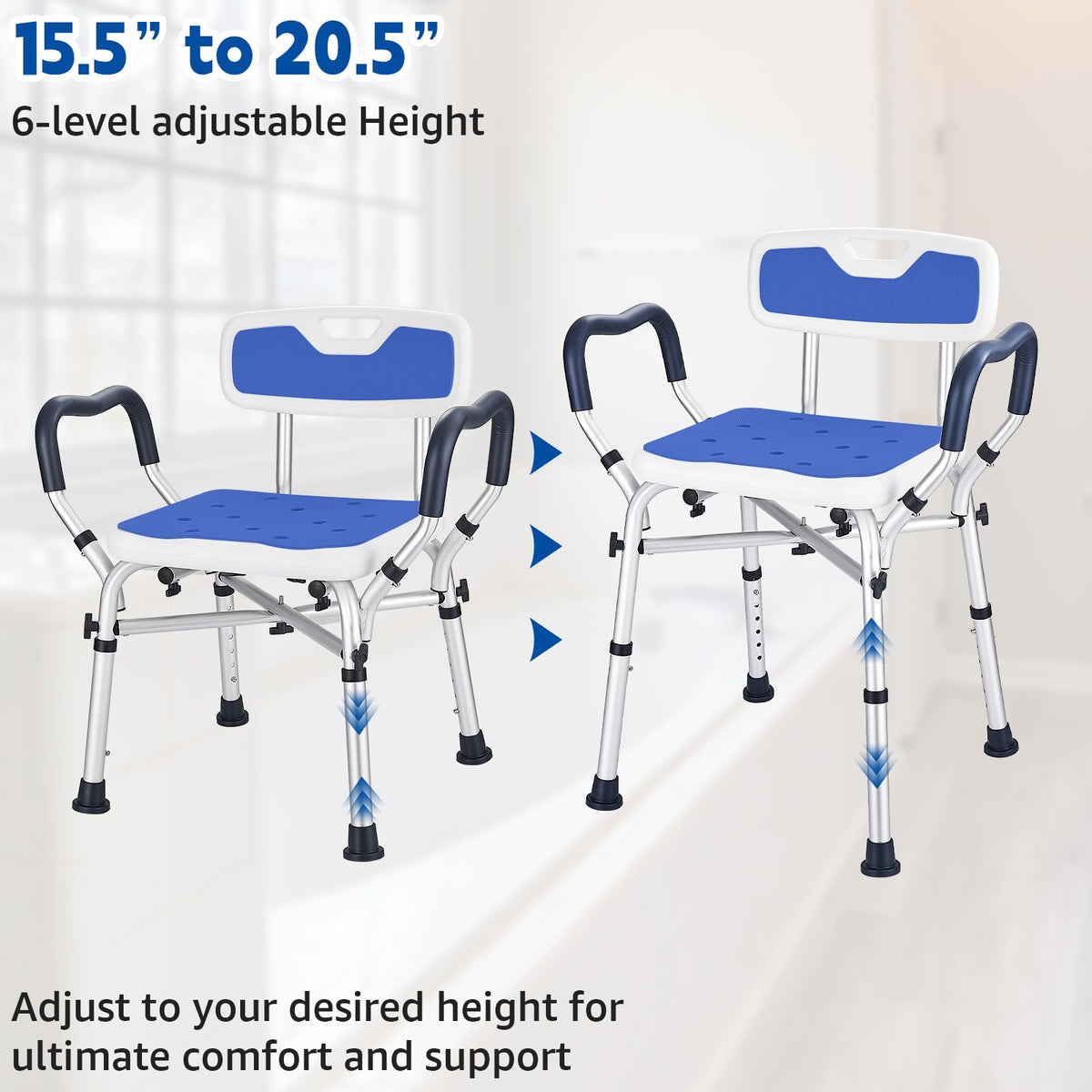 Blue Adjustable Shower Chair U2529