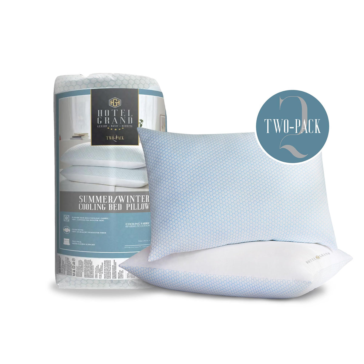 Cooling Soft Low-Profile Pillow King Size Set of 2 D46777