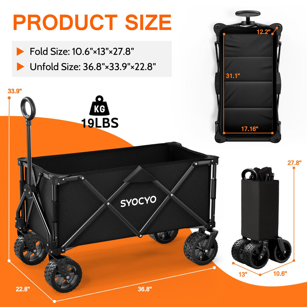 Foldable Wagon Cart with All-Terrain Wheels J292960