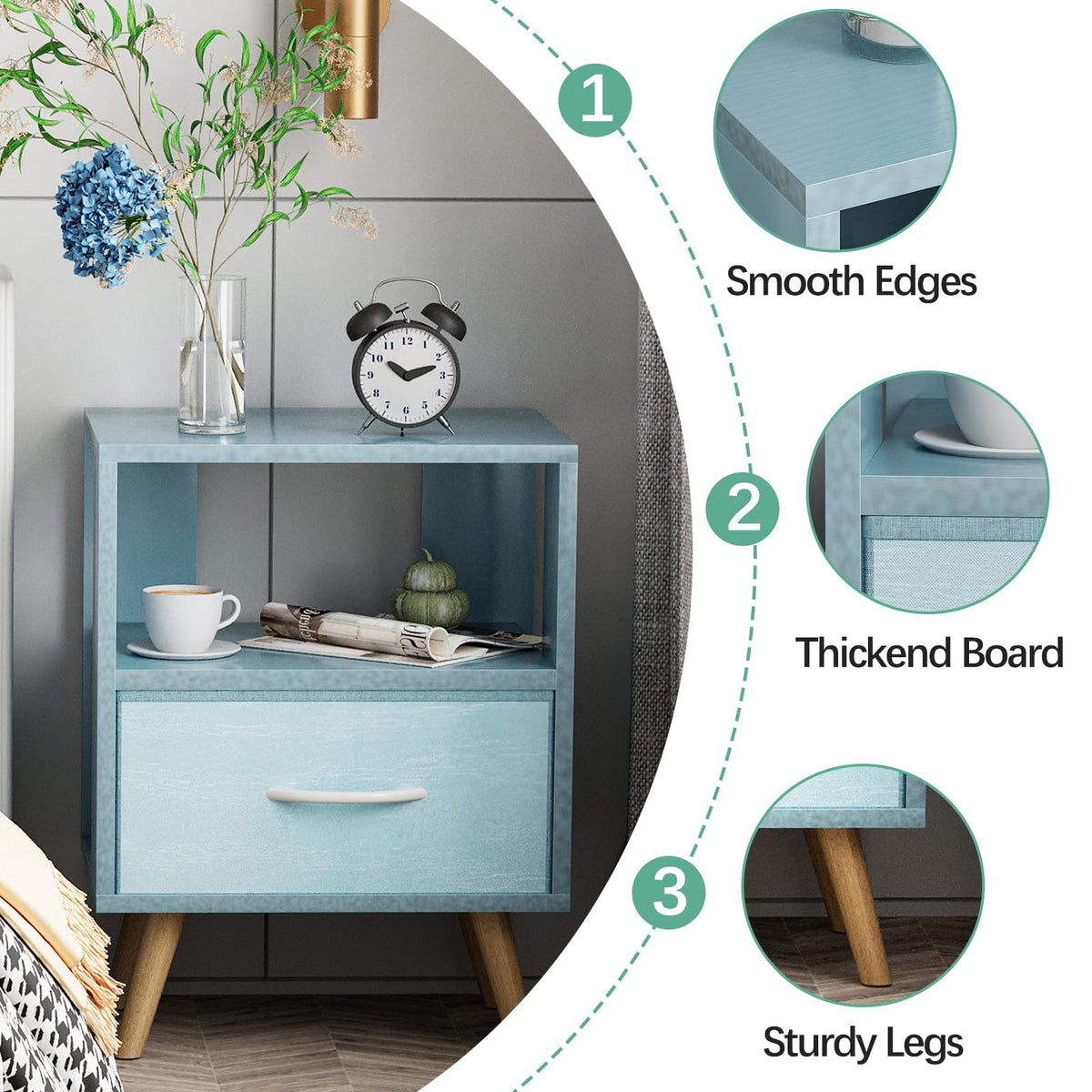 Blue Kids Nightstand with Drawer R22449