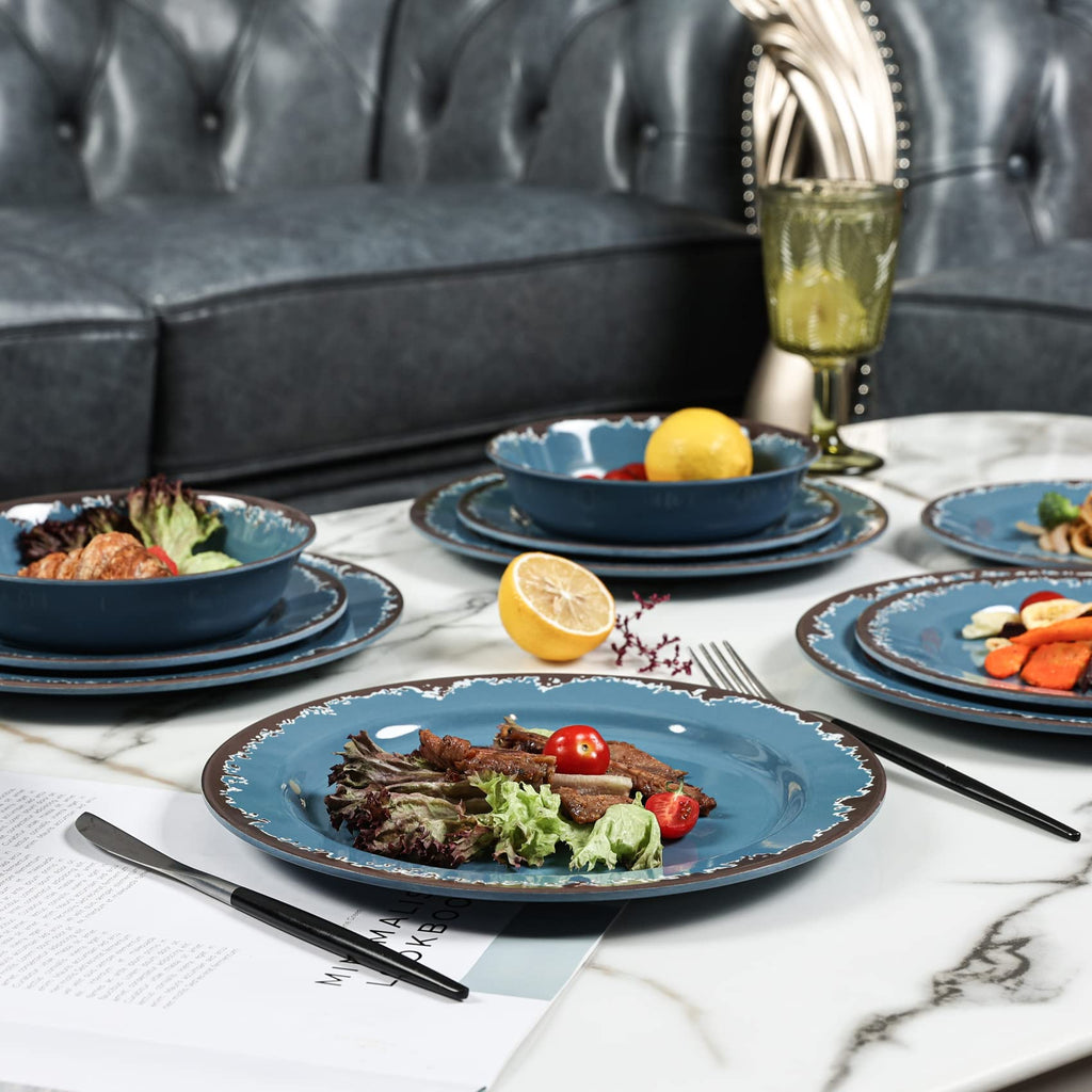 Blue 12-Piece Melamine Dinnerware Set W838344