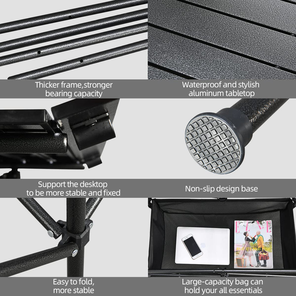 Lightweight Aluminum Folding Camping Table with Carrying Bag Q175