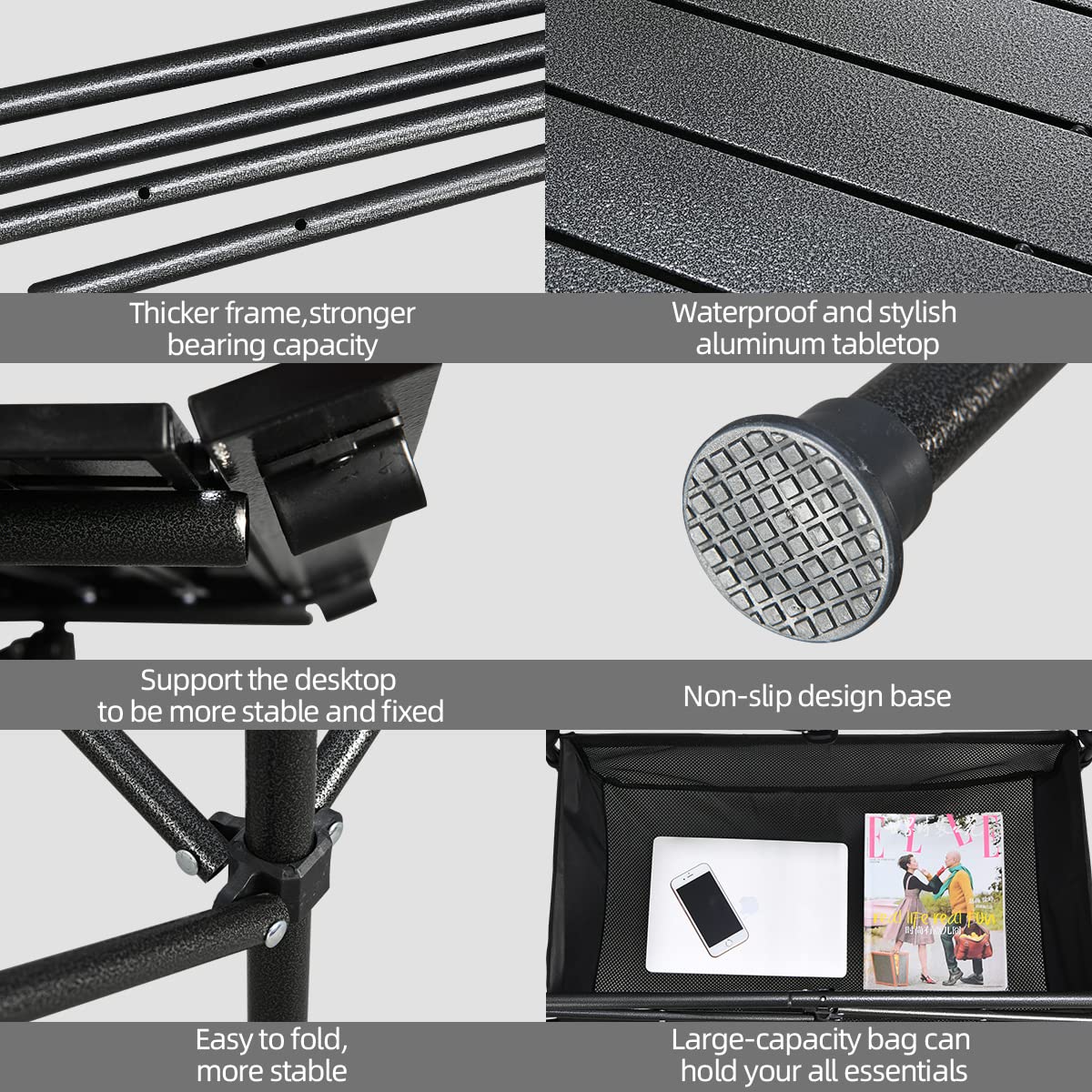 Lightweight Aluminum Folding Camping Table with Carrying Bag Q175