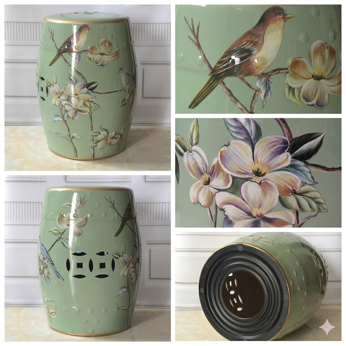 Hand-Painted Blue White Ceramic Garden Stool A79493