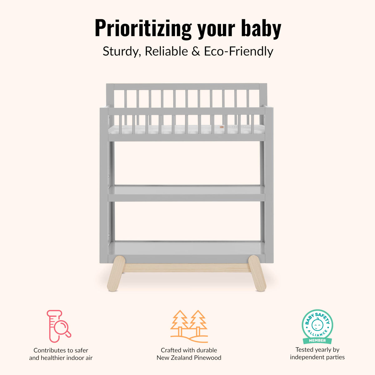 Baby Changing Table with Safety Rails and Storage Shelves W805
