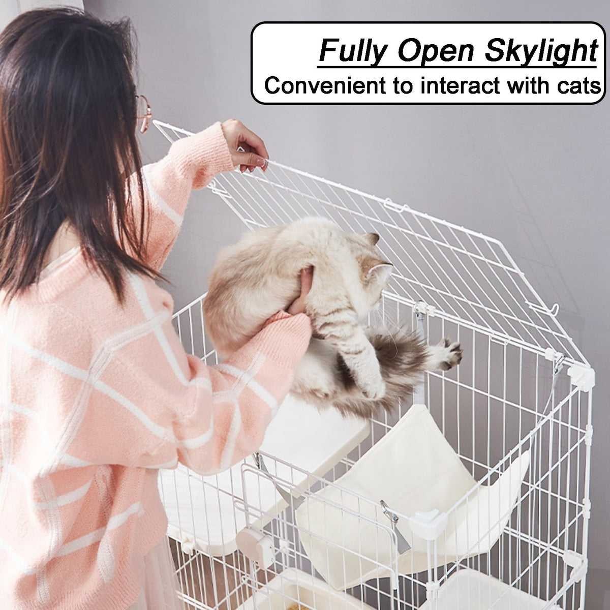 Detachable Metal Wire Cat Enclosure with Litter Box R694907