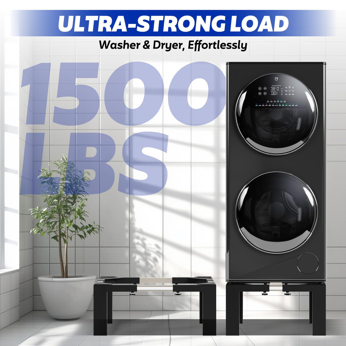 Heavy Duty Adjustable Laundry Pedestal Black G5478