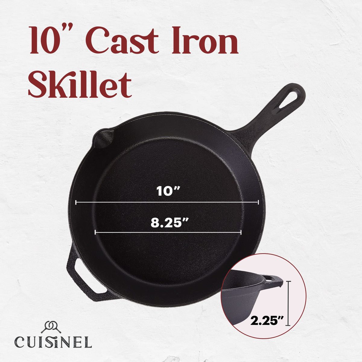 10 Inch Pre-Seasoned Cast Iron Skillet with Lid Q7788