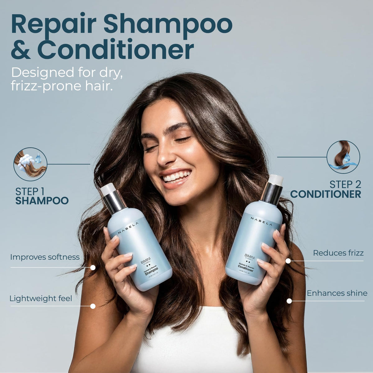 Shampoo and Conditioner Set with Hyaluronic Acid, Argan Oil & Shea Butter G131