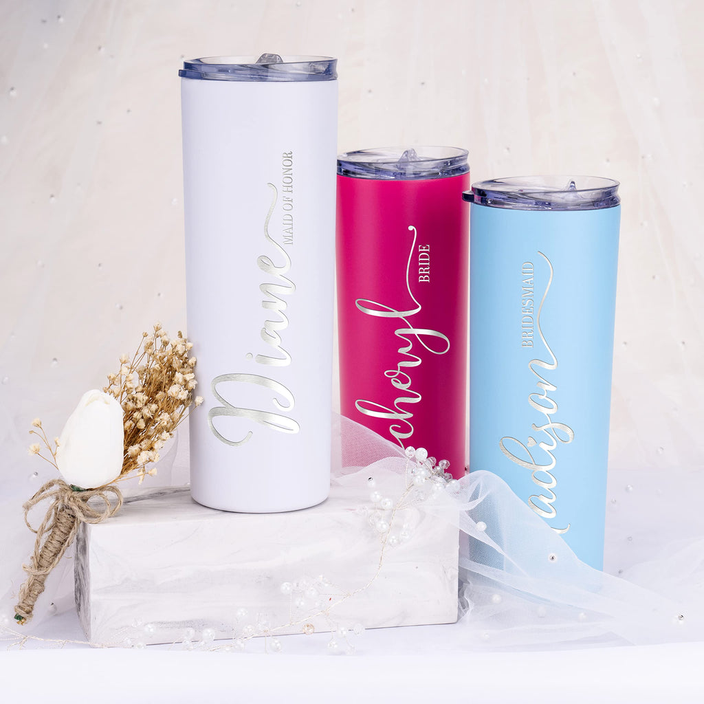 Set of 3 20 Oz Skinny Tumbler with Straw B590