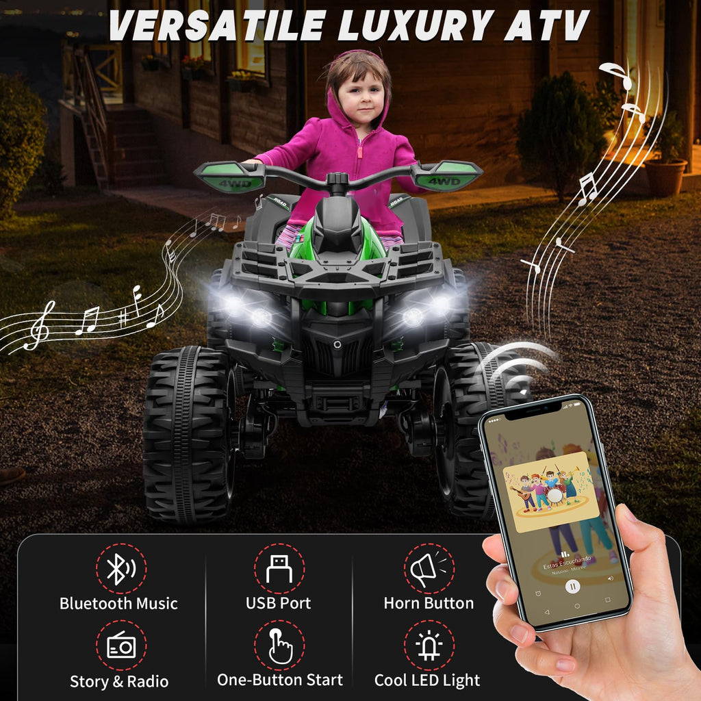 Green 24V 4 Wheeler ATV with Remote Control K454