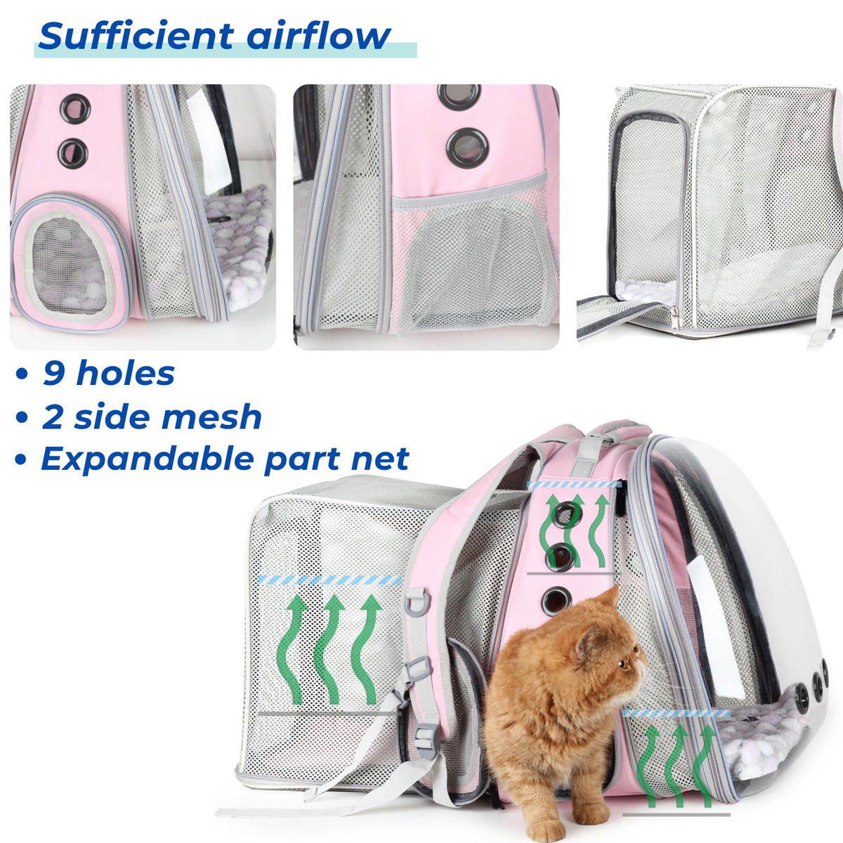 Expandable Cat Backpack with Mini Fan R589932