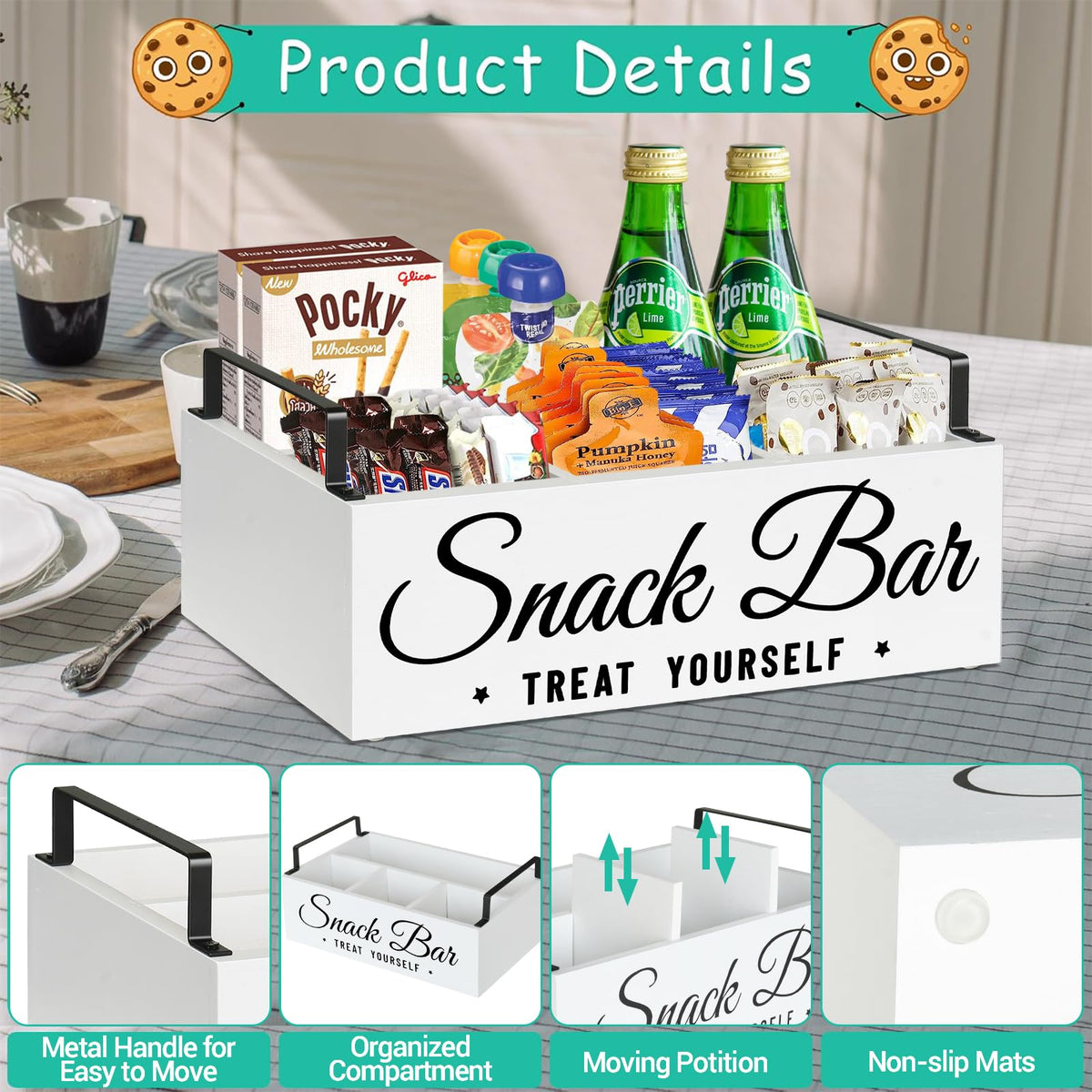 Wood 4 Compartment Snack Organizer X56023