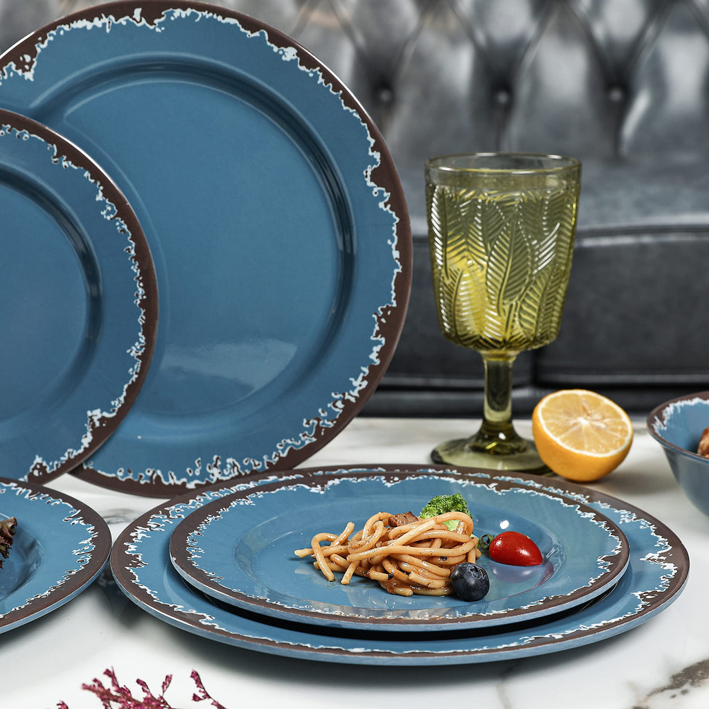 Blue 12-Piece Melamine Dinnerware Set W838344