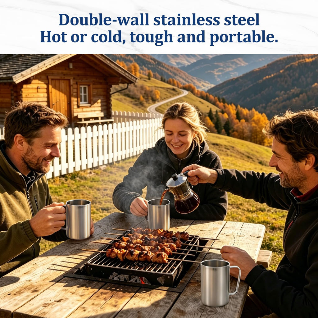 17oz Double Wall Stainless Steel Insulated Camping Mug with Lid X1008