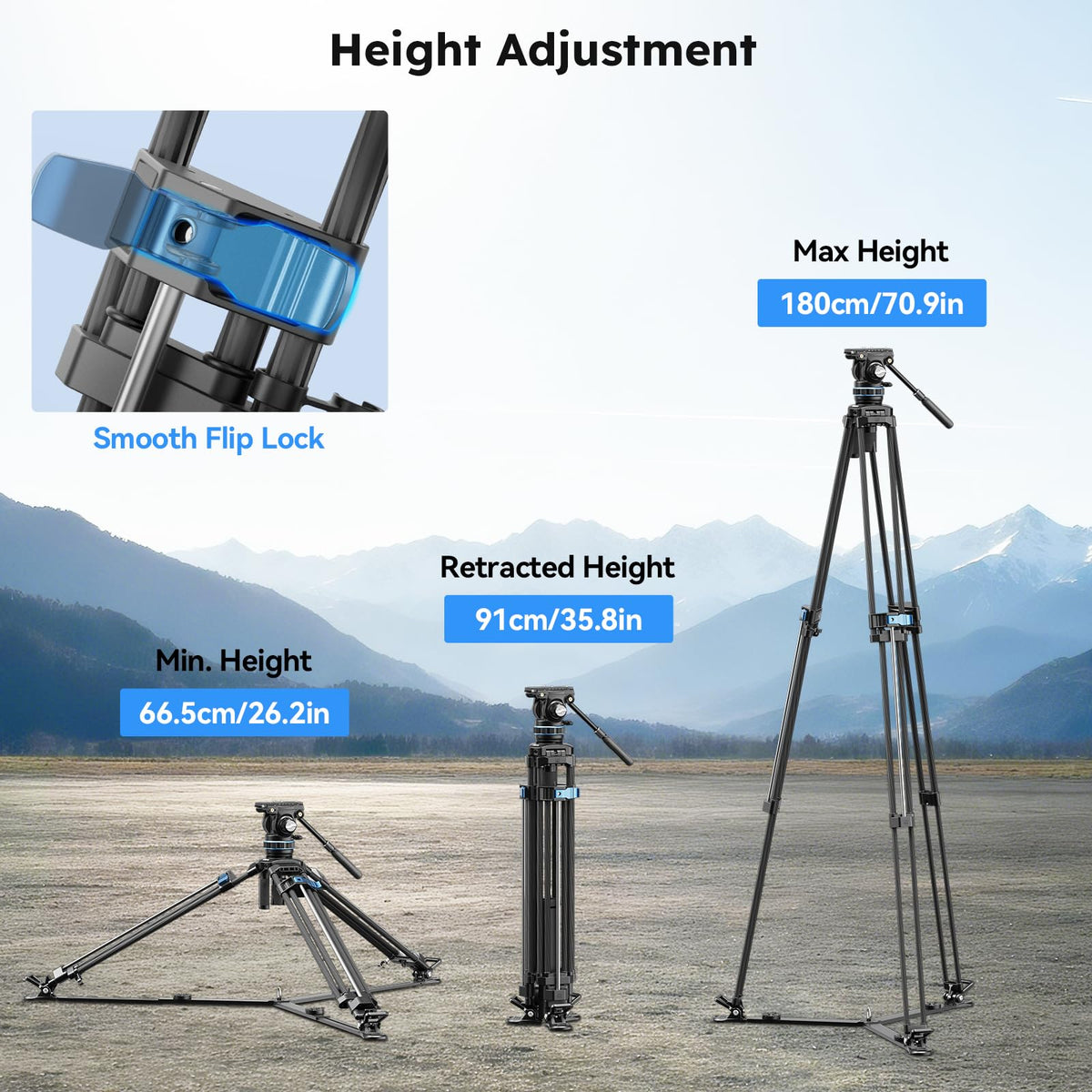 Carbon Fiber Video Tripod with Fluid Head T74326