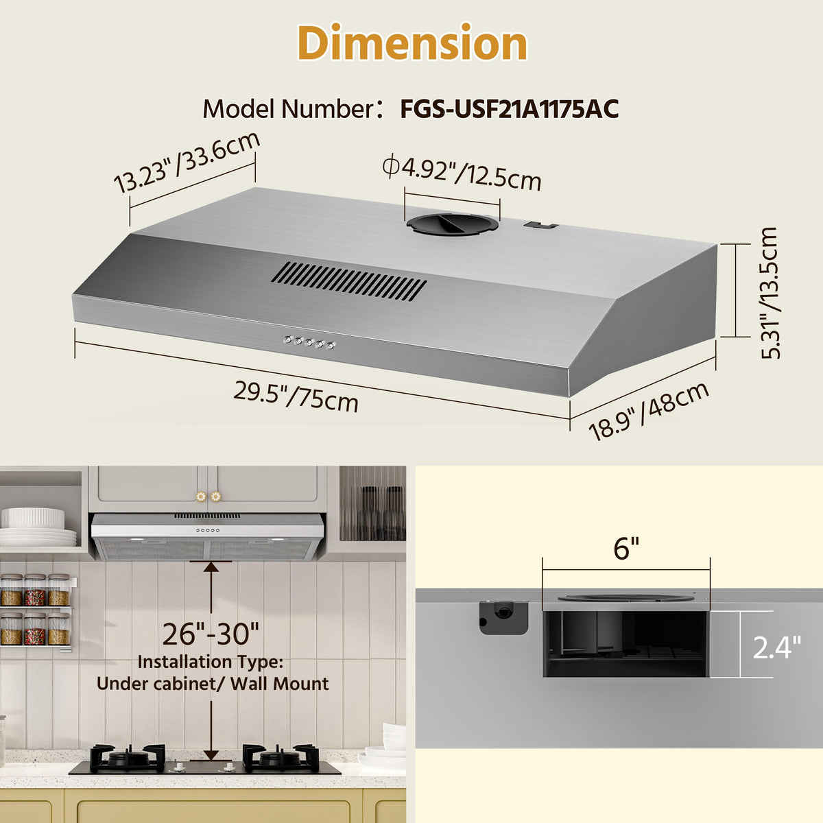 30 Inch Under Cabinet Range Hood V91954
