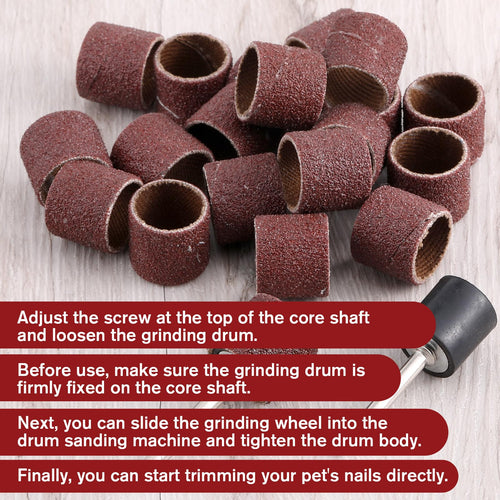 22Pcs Dog Nail Grinder Sanding Bands and Drums Replacement Kit F591519