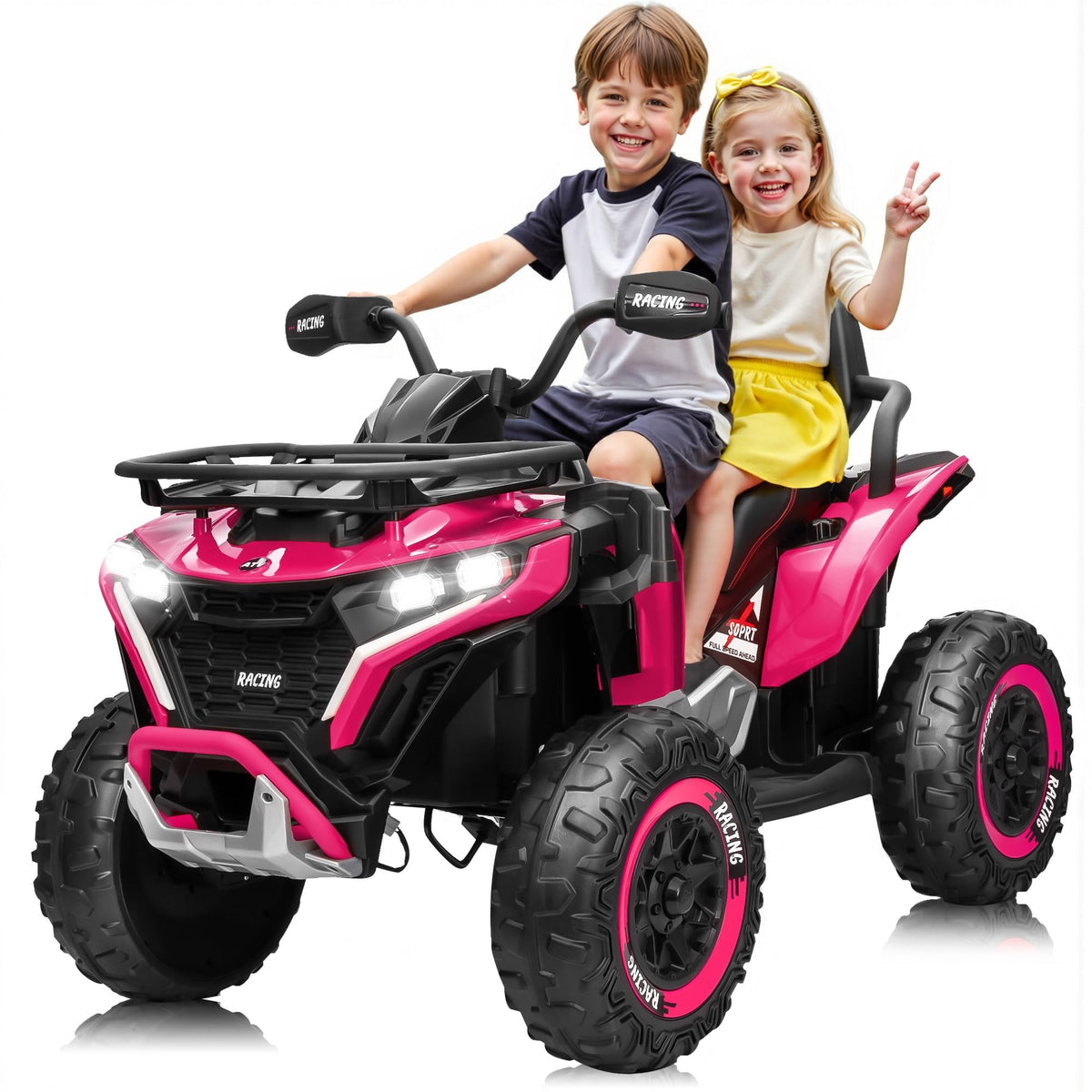 24V Kids ATV Four Wheeler with EVA Tires, 2 Seater, 800W Motors, Remote Control, Pink V47291