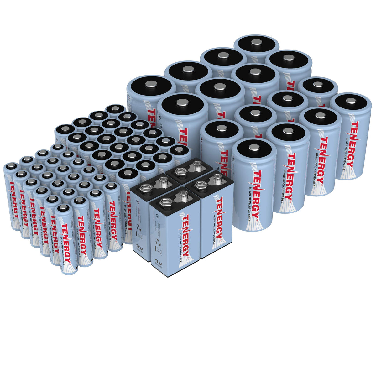 AA AAA C D 9V NiMH Rechargeable Batteries 68 Pack L71684