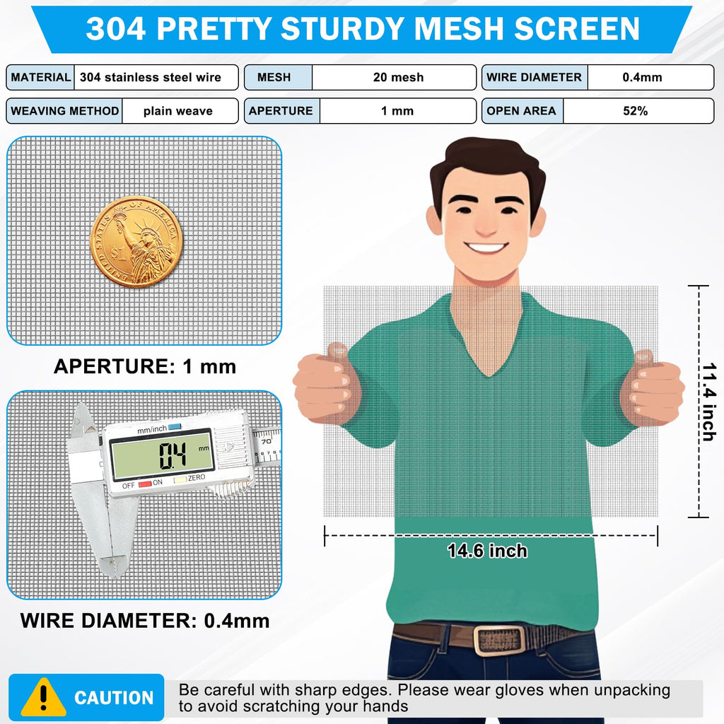 1 Piece Woven 304 Stainless Steel Mesh 20 Mesh T191